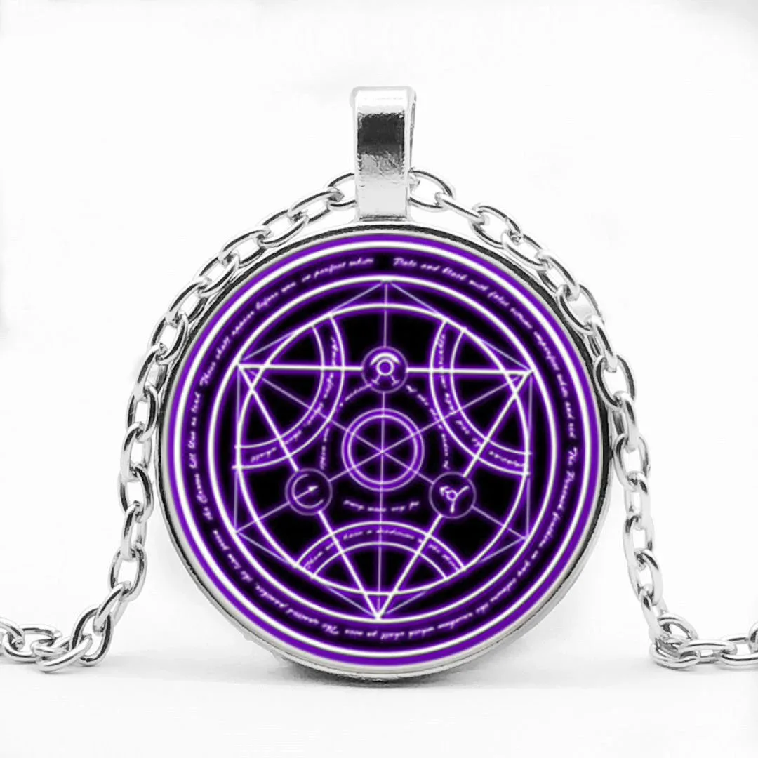 

2017 New Hot All-Metal Alchemist Trans Change Gender Red And Blue Circle Necklace Fashion Jewelry