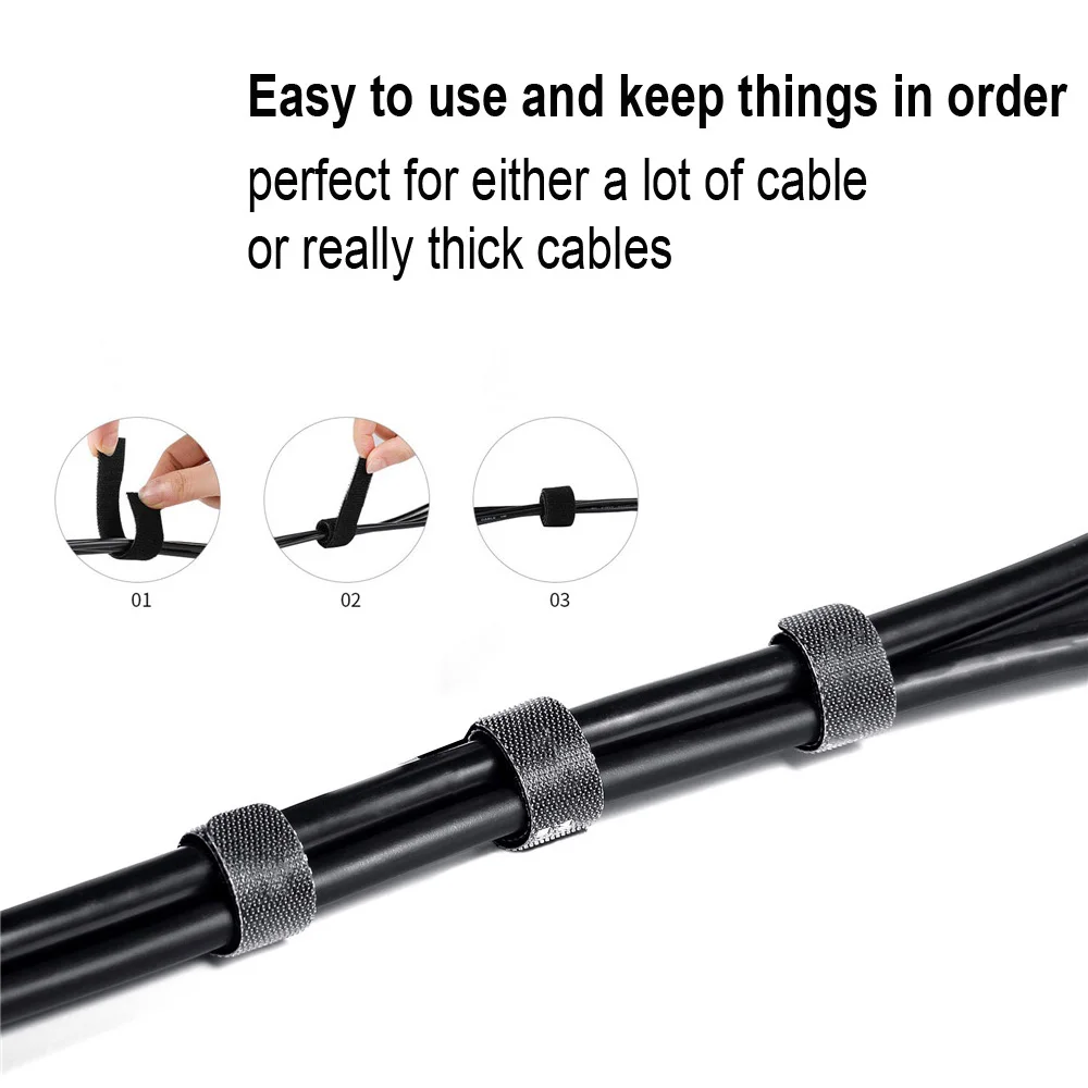 20Pcs Black Reusable Magic Tapes Cables Ties Messy Wires Bundled Organize Straps For Guitar Accessories | Спорт и развлечения