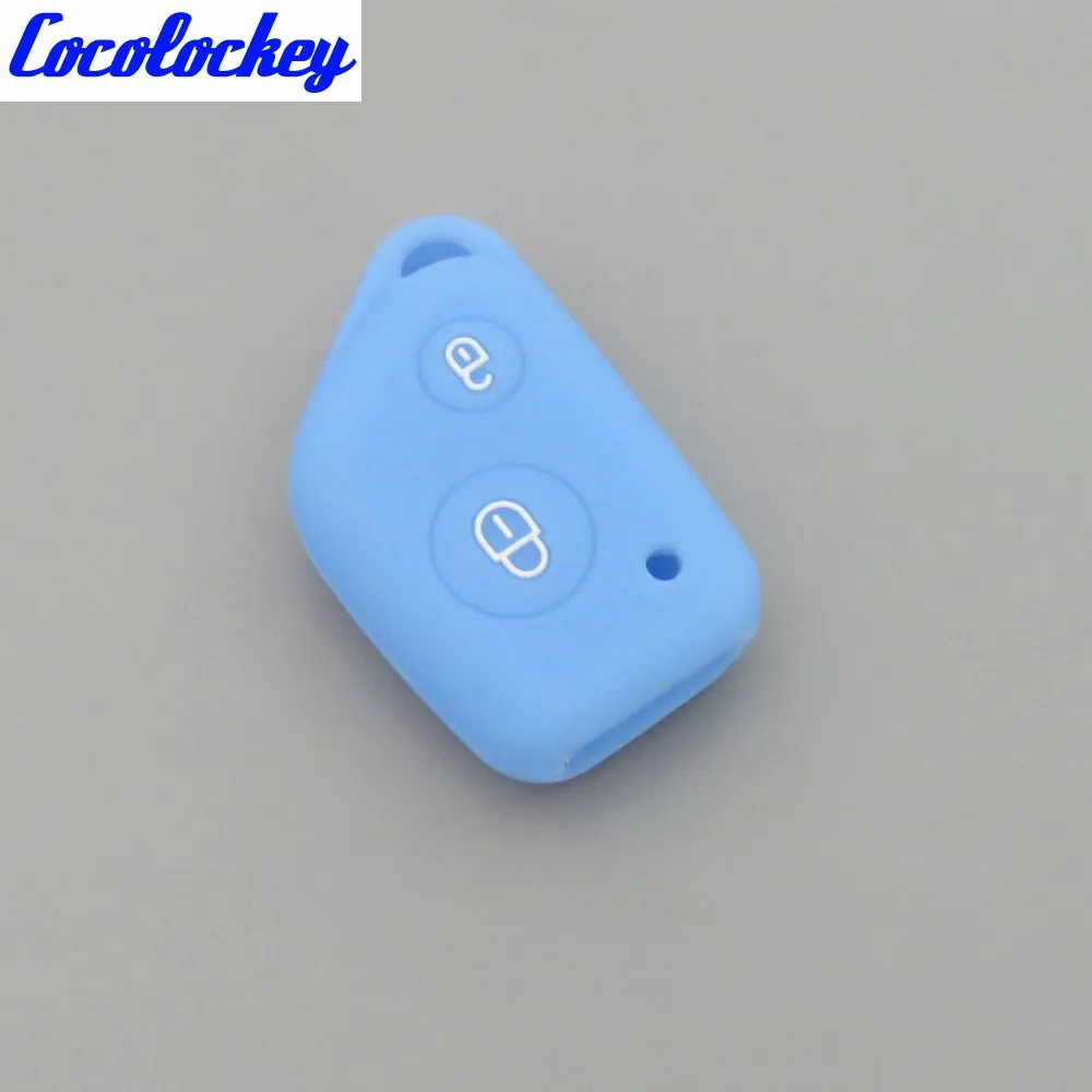 Cocolockey силиконовый чехол для автомобильных ключей для peugeot 106 205 206 306 405 406 для Citroen Berlingo Xsara Picasso Saxo 2 кнопки - Название цвета: Light blue