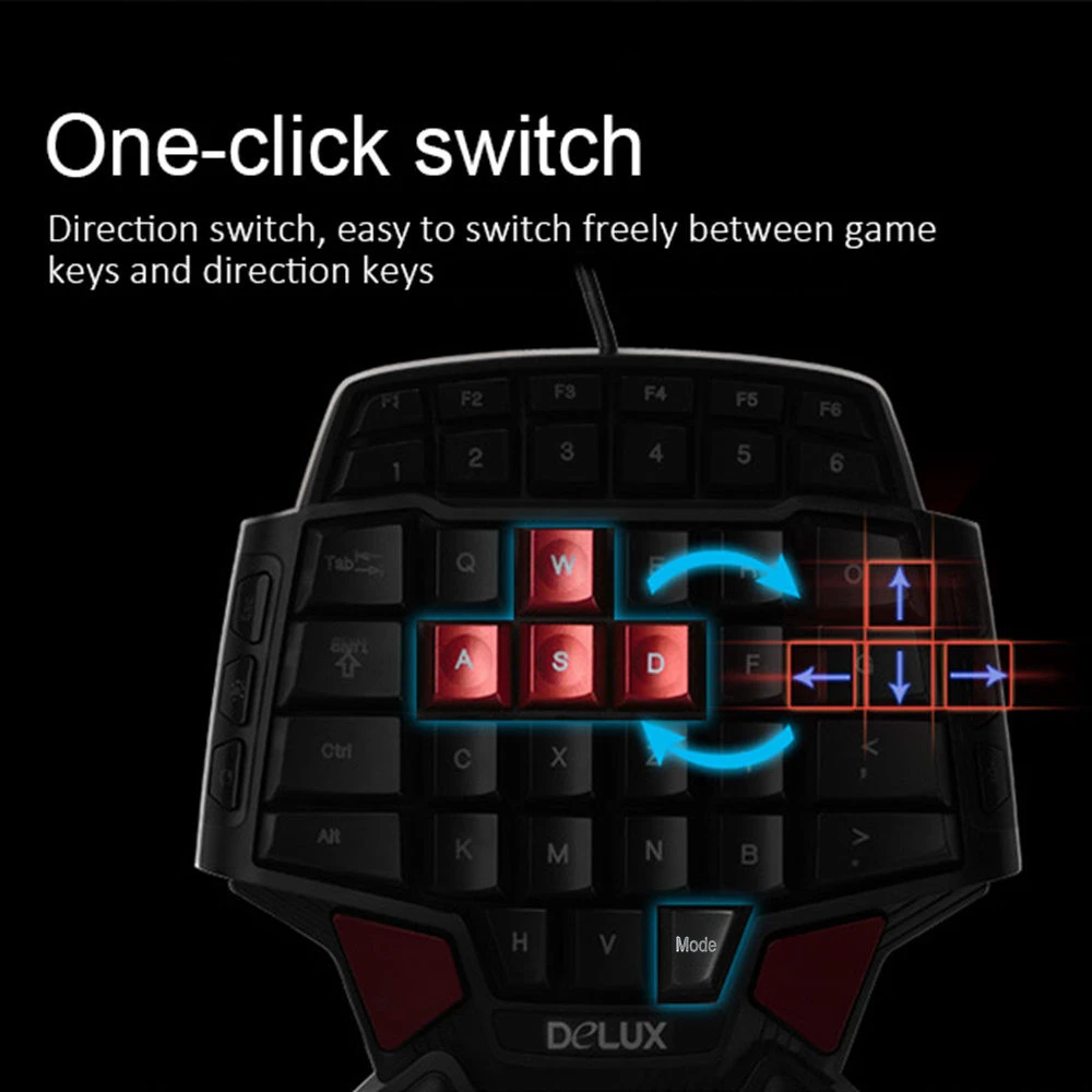 Delux Клавиатура Мышь комбо USB эргономичная игровая клавиатура и 4000DPI RGB с