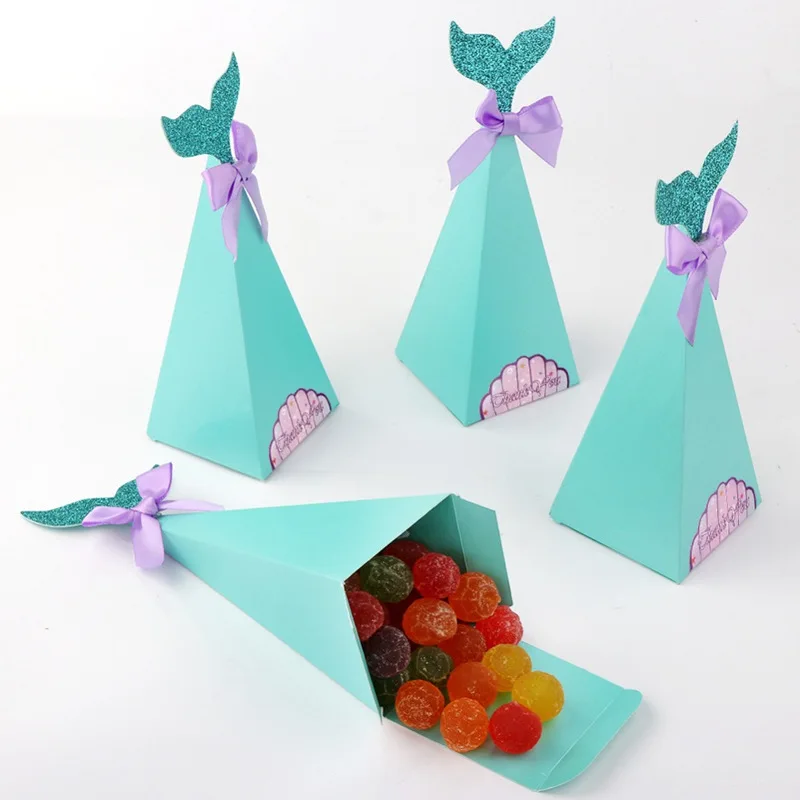Голубая Русалочка бумажные коробки для конфет DIY креативный хвост русалки