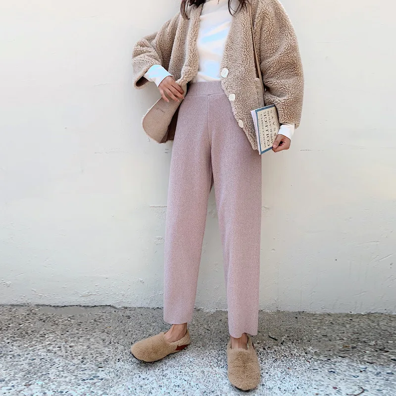 Женские повседневные шаровары Однотонные эластичные свободные брюки с высокой