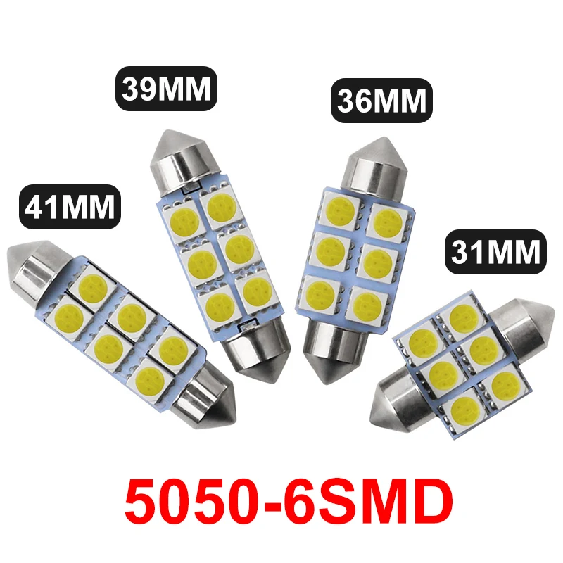 

1x C5W 31mm 36mm 39mm 41mm Festoon Led Dome Reading Light 5050 6SMD Festoon Car Interior Dome Light