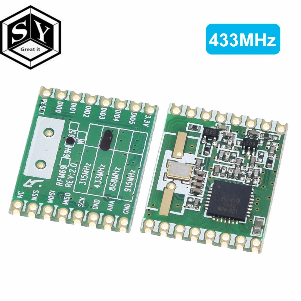 1 шт. Great IT RFM69HW 868 МГц/433 МГц/915 МГц+ 20dBm HopeRF беспроводной приемопередатчик 868S2 модуль для дистанционного управления/HM