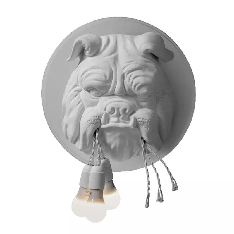 Animal head wall lamp living room dining room study bedroom creative designer bulldog wall lamp lamp LED (with light source) new creative the avengers hulk head helmet fist glove figures model 3d wall lamp unique led light head lamp home room decoration