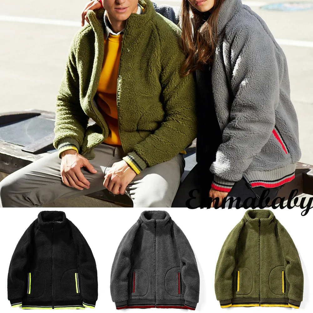 Куртка мужская и женская из искусственного меха на флисовой подкладке с длинным