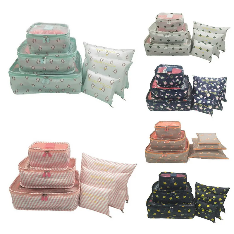 6 шт./компл. дорожная сумка для хранения Чемодан Сетка Сумка Для Костюмы