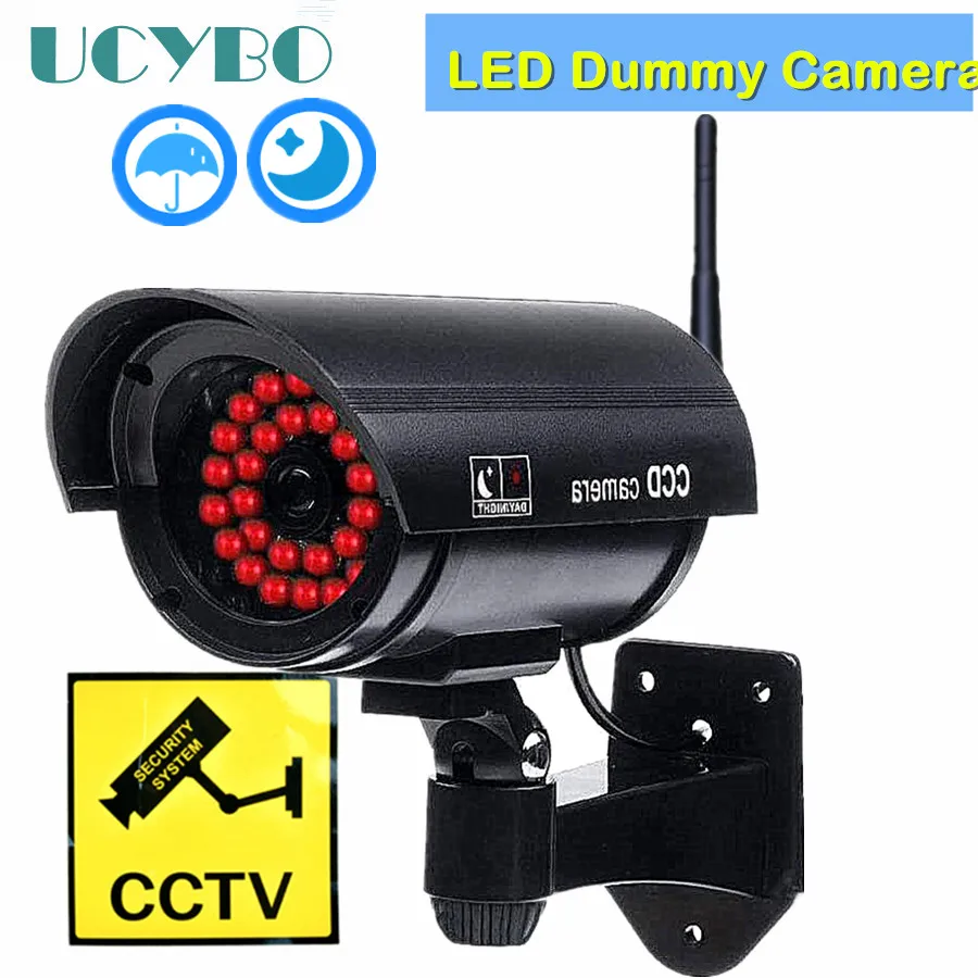 

Fake Dummy camera wifi CCTV Surveillance System Outdoor Simulated Red Led light for home security Warning Sticker decals