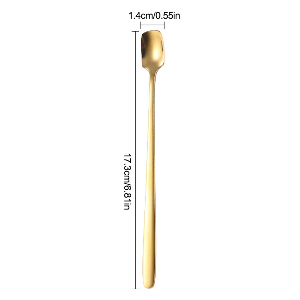 Новинка 5 шт. Нержавеющая сталь Кофе ложки с длинной ручкой золото совки десерт
