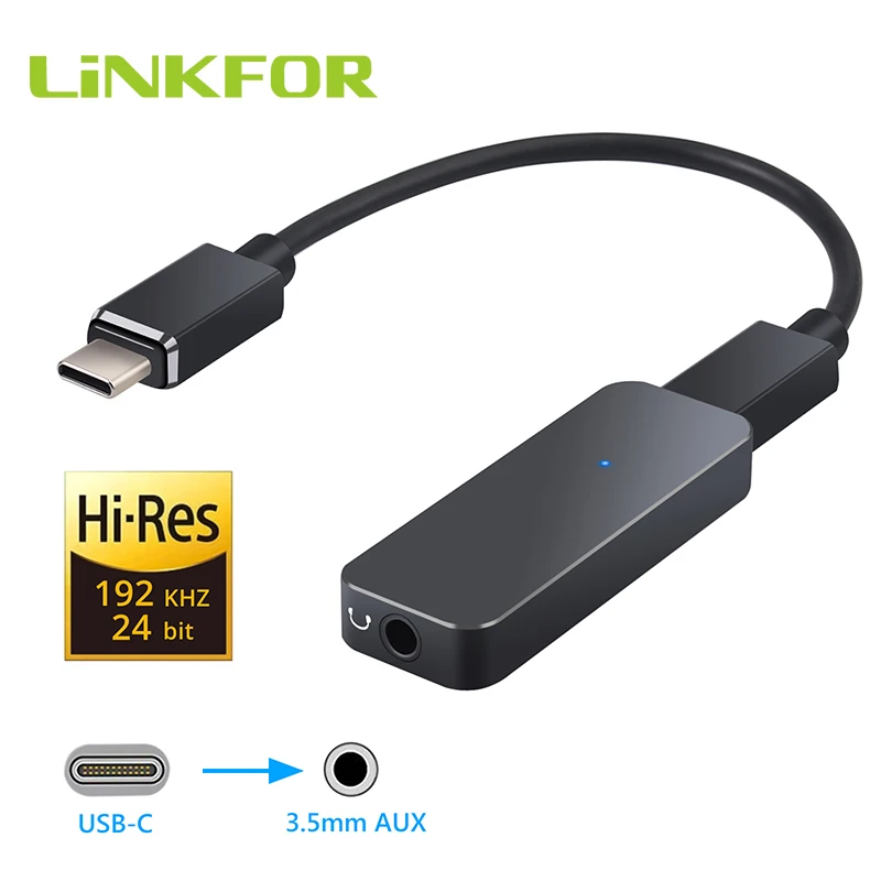 Портативный усилитель для наушников LiNKFOR 192 кГц USB C DAC Type до 3 5 мм смартфонов Android