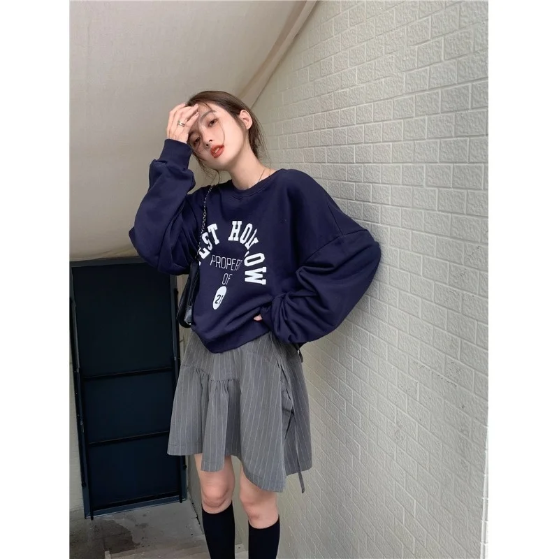 

Новинка 2021 свободный свитер с круглым вырезом и надписью женский осенне-зимний Повседневный длинный рукав