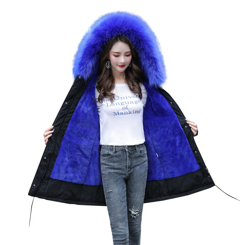 

-30 Degrees Snow Wear Long Parkas Winter Jacket Women Fur Hooded Clothing Female Fur Lining Thick Winter Coat Women Y463