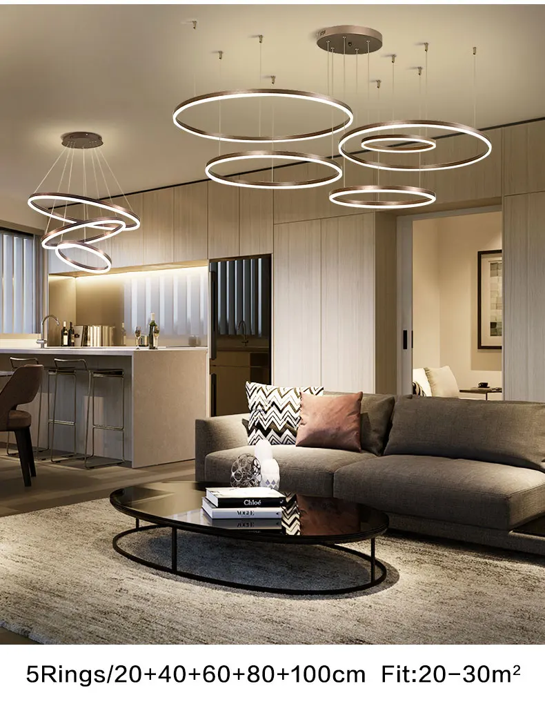Fashion Modern Led Chandelier Circel Rings Ceiling Chandelier Lighting For Living room Dining room Hotel Lighting Fixtures Lamps
