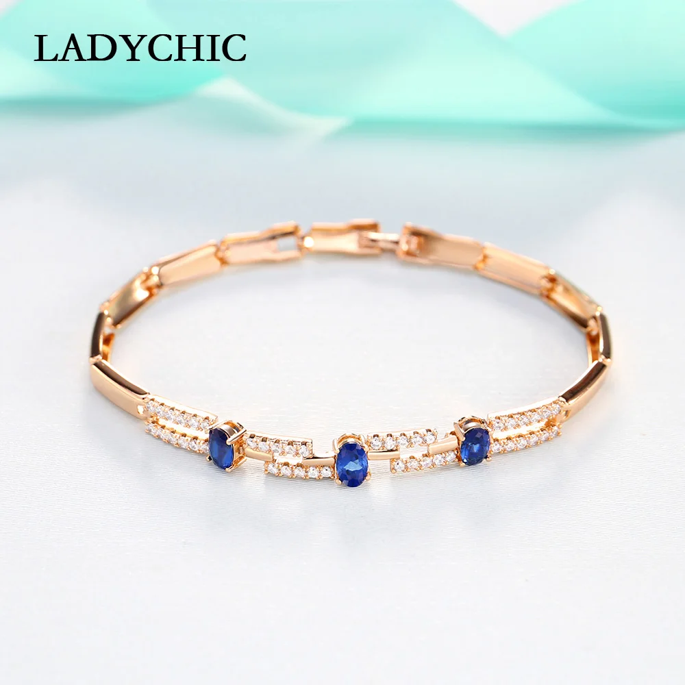 Женские и мужские браслеты LADYCHIC с синим красным фианитом свадебный браслет