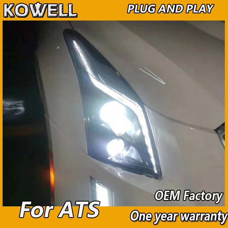 KOWELL Car Styling for Cadillac ATS Headlights 2014-2015 ATS-L LED Headlight dynamic DRL all led Lens High Low Beam Parking F