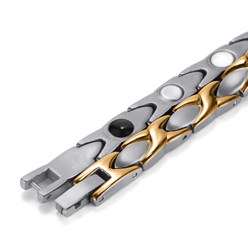 Women Fashion Bracelet & Bangle Magnetic Health Jewelry Silver Gold Color Titanium Hand Chain High Polished | Украшения и