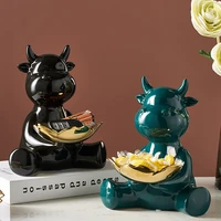 cow model statues for decoration living room decoration fruit tray storage cute animal figurines kitchen decoration accessories