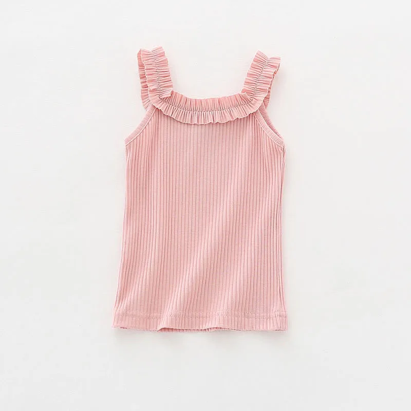 Новинка детский кружевной жилет для девочек Вязаная хлопковая футболка без