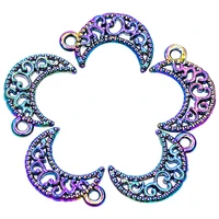 10pcs alloy moon charms pendant accessory rainbow color for jewelry making necklace earring metal bulk wholesale