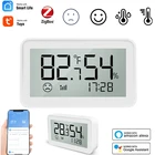 Датчик температуры и влажности Tuya ZigBee, умный дом со светодиодным экраном, работает с Google Assistant и Tuya Zigbee Hub Alice