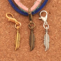 small feather lobster claw clasp charm beads jewelry diy c332 35pcs 32 3x4 3mm zinc alloy bronze