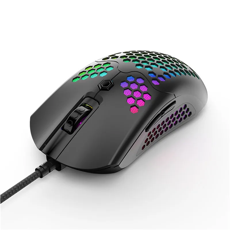 

Wired Game Mouse M5 Mouse Breathing RGB Colorful Hollow Honeycomb Shape 12000DPI Gaming Mouse USB Wired Gamer Mice