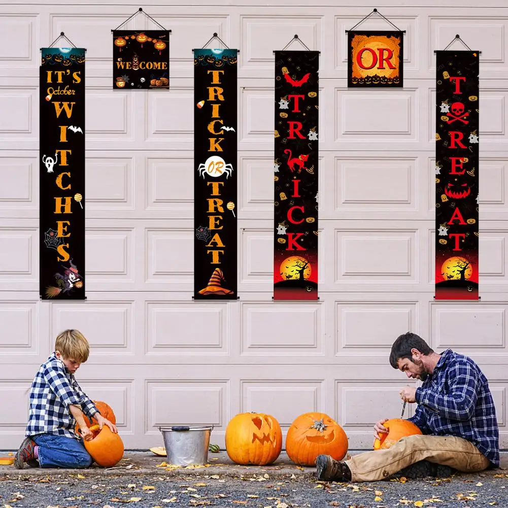 

2021 New Large Size 180x31CM Halloween Decor Couplet Festive Celebration Banner Curtain Decorations For Halloween Dressing