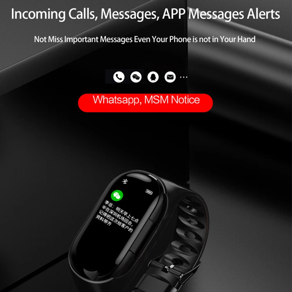 Новые умные часы M1 с bluetooth-наушником, пульсометр, Bluetooth, смарт-браслет, фитнес-трекер, браслет PK Xiomi