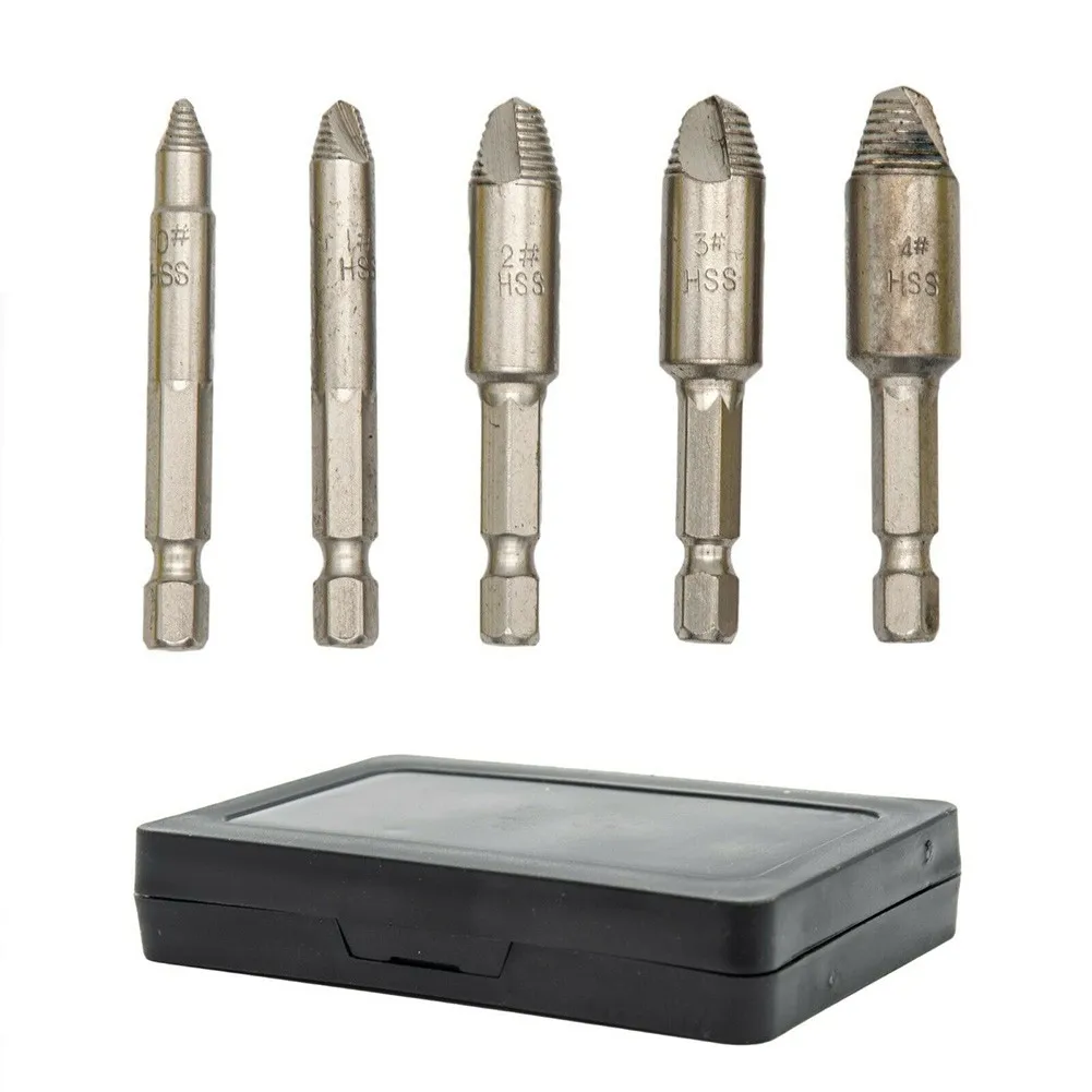 

5pcs Damaged Screw Remover Kit For Broken Bolt Tungsten Steel Plated Titanium Screw Remover Hexagonal Shank 1/4''