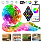 Светодиодные ленты RGBCCT RGBWW с поддержкой Wi-Fi, Светодиодная лента RGB 2835, декоративная подсветильник ка, ночсветильник, светящаяся лента для спальни