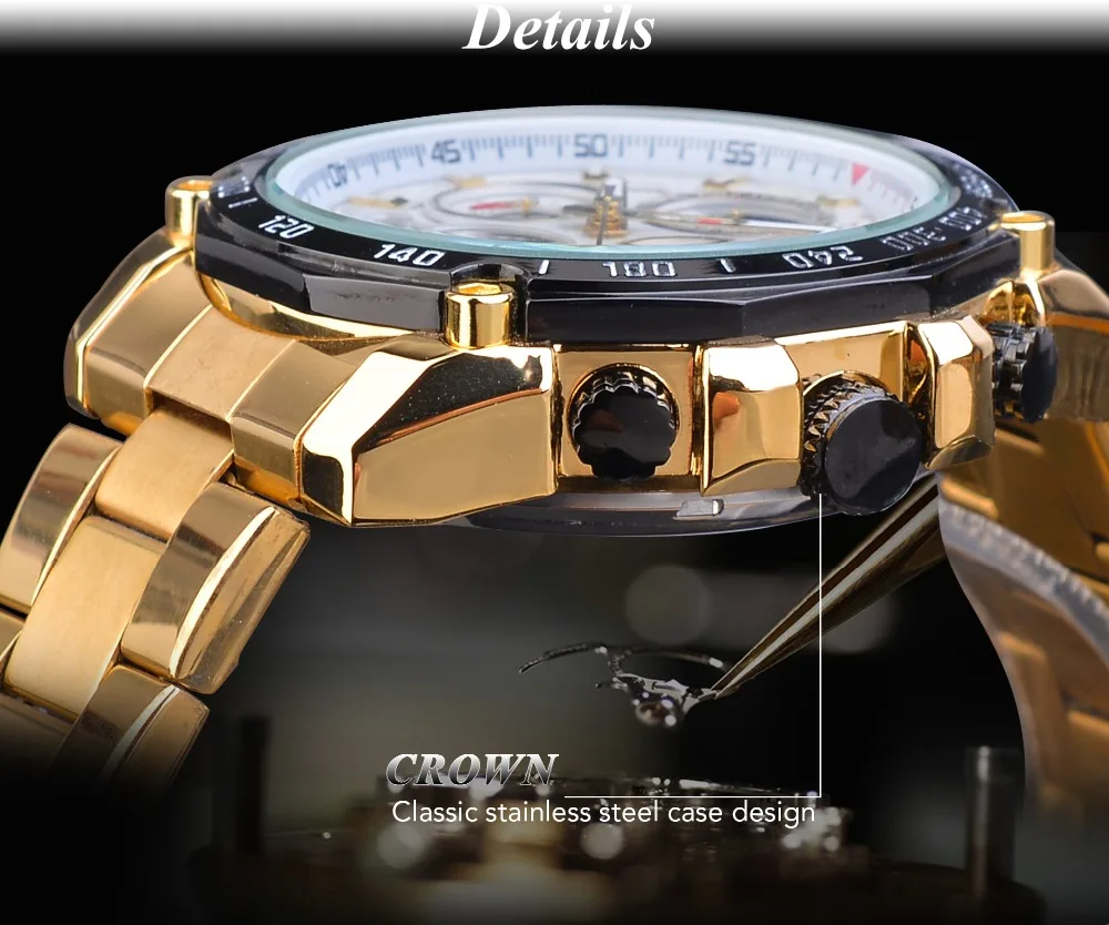Forsining Классические Золотые Tourbillon механические часы Мужские автоматические Moonphase календари ремни из нержавеющей стали часы Reloj Hombre