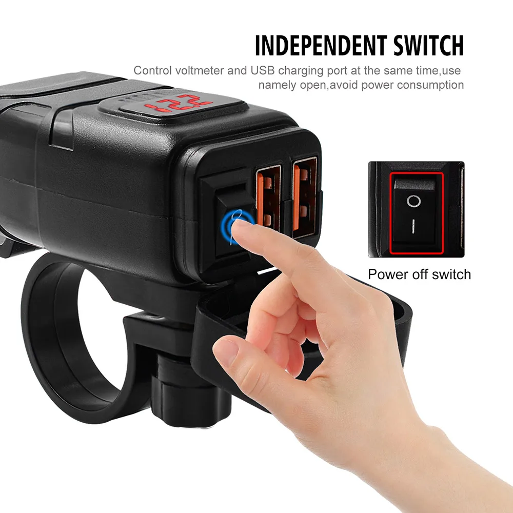 Мотоциклетный руль двойной USB зарядное устройство розетка водонепроницаемый