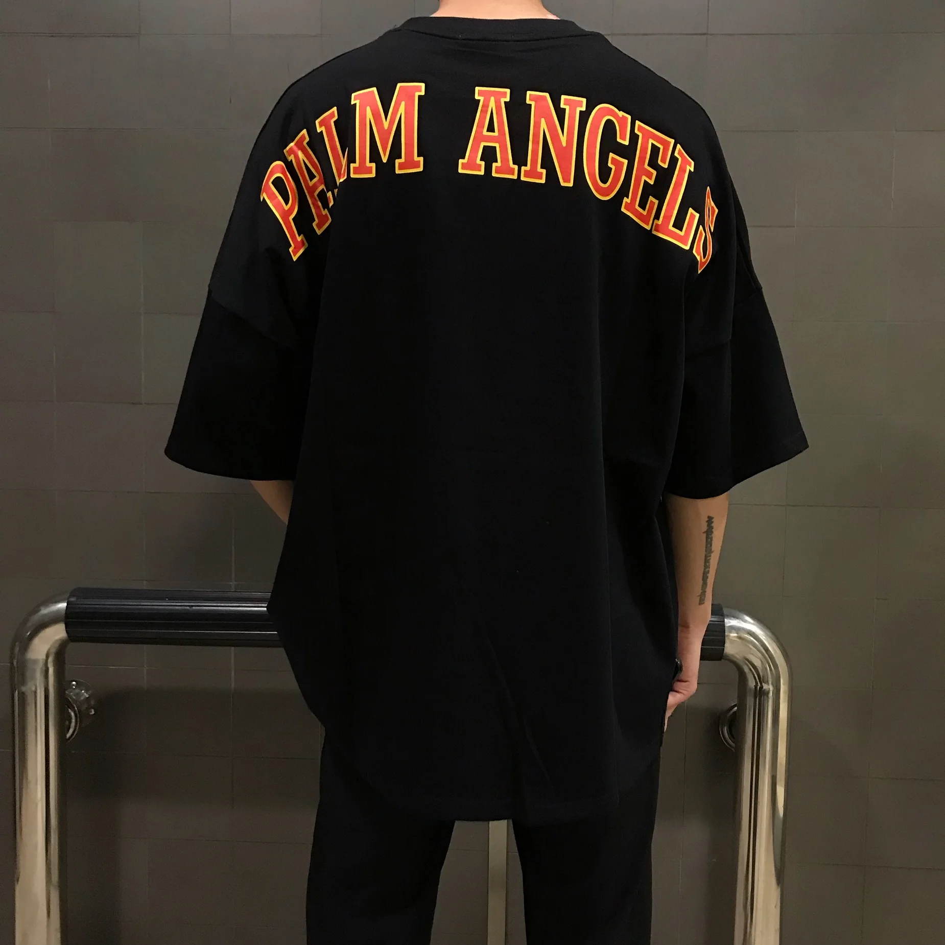 

Palm Angels short-sleeved bear teddy bear letter printing men and women all-match loose T-shirt 486410
