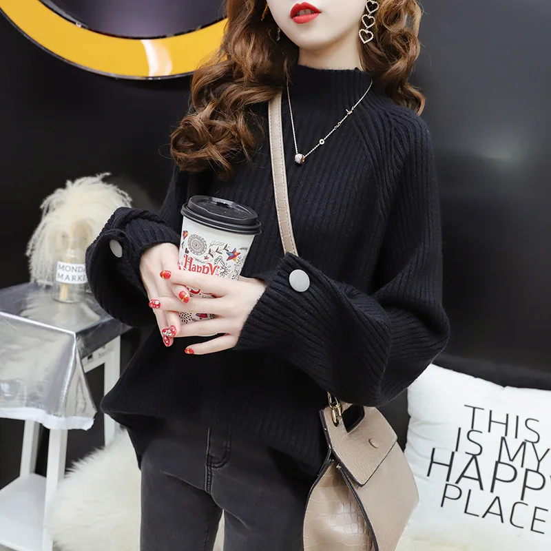 Autumn winter Knitting yellow Sweaters Women pullover 2019 turtleneck loose sweaters female casual knit Pullovers lady | Женская одежда