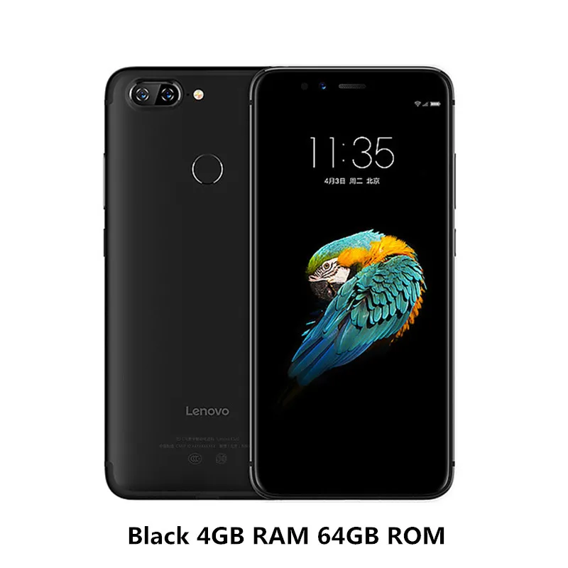 4GB 64GB Black Смартфон lenovo S5 K520 с глобальной версией, 4 ГБ, 64 ГБ, 5,7 дюйма, 18:9 мобильный телефон, Восьмиядерный процессор Snapdragon 625, двойная задняя камера, отпечаток пальца - Цвет: 4GB 64GB Black