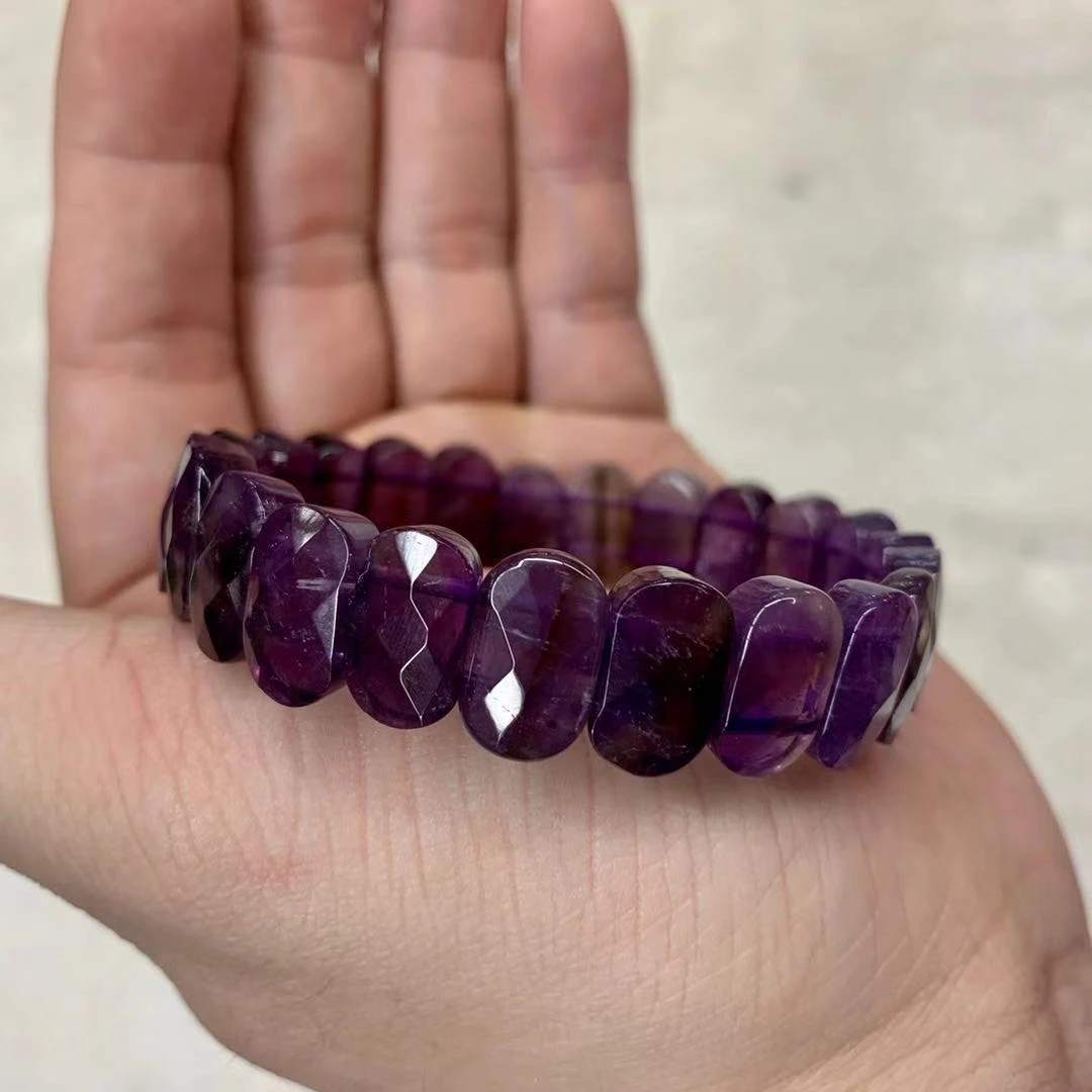 

Фиолетовый аметистовый камень браслет с бусинами, женский браслет из натуральных драгоценных камней, подарок, камень по дню рождения, рыбы, ...