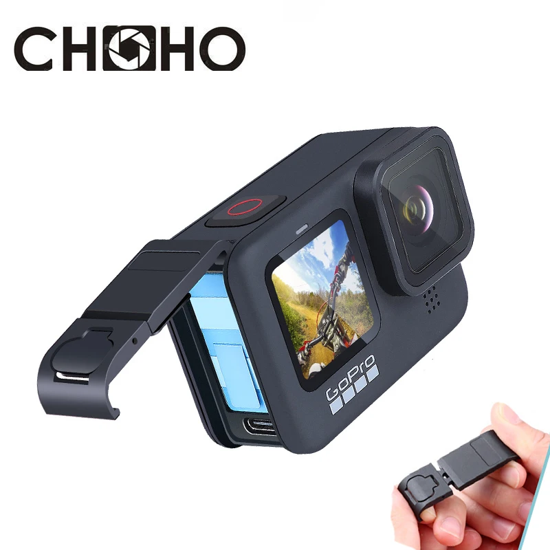 Заряжаемая боковая крышка из алюминиевого сплава для GoPro 9 10 сменная Крышка