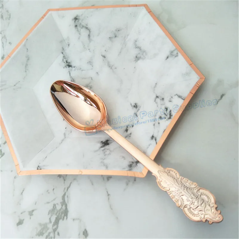 6 комплектов/18 шт. розовые свадебные одноразовые столовые приборы пластиковая