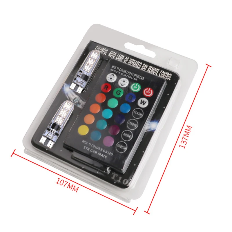 

1 Set T 10 5050 6SMD Led Clearance Lights SMD RGB T 10 LED 194 168 Bulb Remote Width Interior Lighting Source Styling @