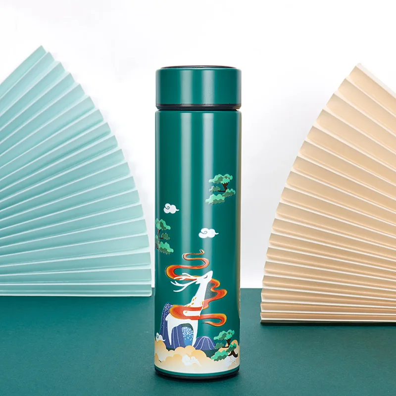 

New Product Guochao 304 Stainless Steel Vacuum Flask, Chinese Style Straight Body Large Capacity Water Cup Annual Meeting Gift