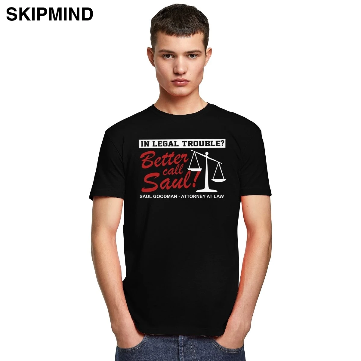 Модная мужская футболка с надписью Better Call Saul круглым вырезом и короткими