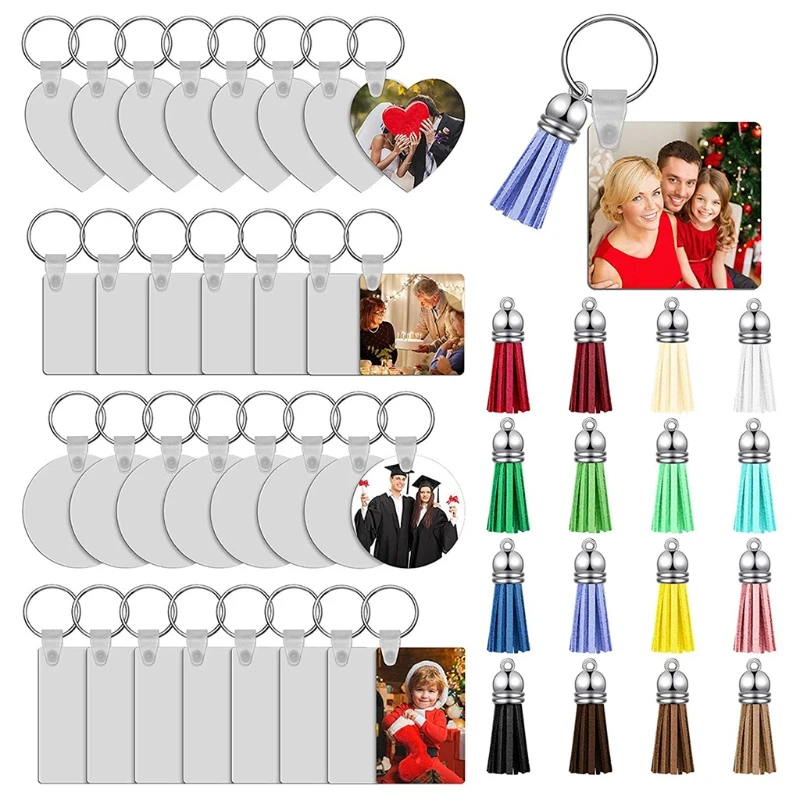 

32Pcs Sublimation Blank Transfer Keychain with 32Pcs Sublimation Blank Keychain