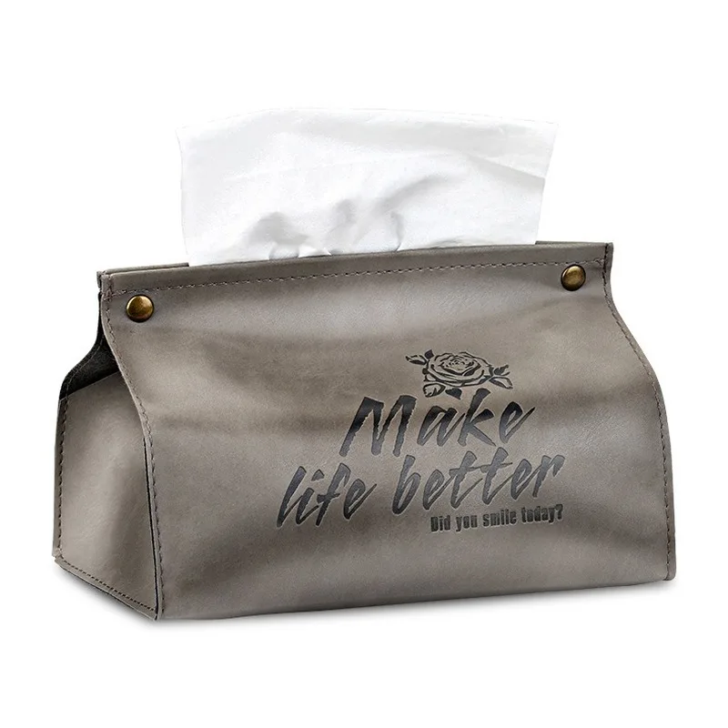 

PU Tissue Box Rectangle Paper Towel Holder Desktop Napkin Storage Container Kitchen Tissue Wipes Casefor Home Office