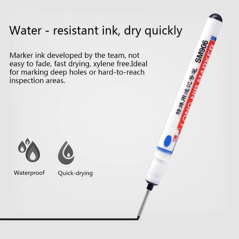 

Long Head Markers Bathroom Woodworking Decoration Multi-purpose Deep Hole Marker Pens Pen Red/Black/Blue