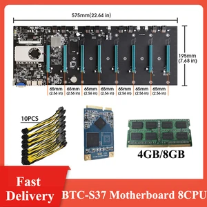 btc s37riserless mining motherboard 8cpu bitcoin crypto etherum mining set with 8gb ddr3 1600mhz ram 128gb msata ssd power cable free global shipping
