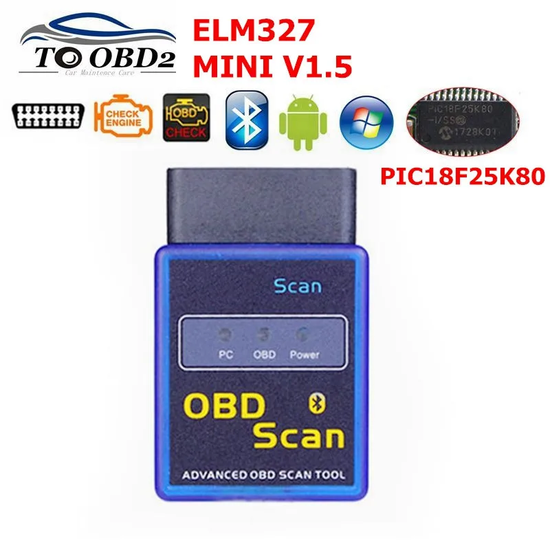 

Newest MINI ELM 327 V1.5 Bluetooth Vgate With PIC18F25K80 Chip Scan OBD2 advanced obd scan OBDII ELM327 V1.5 Code Scanner