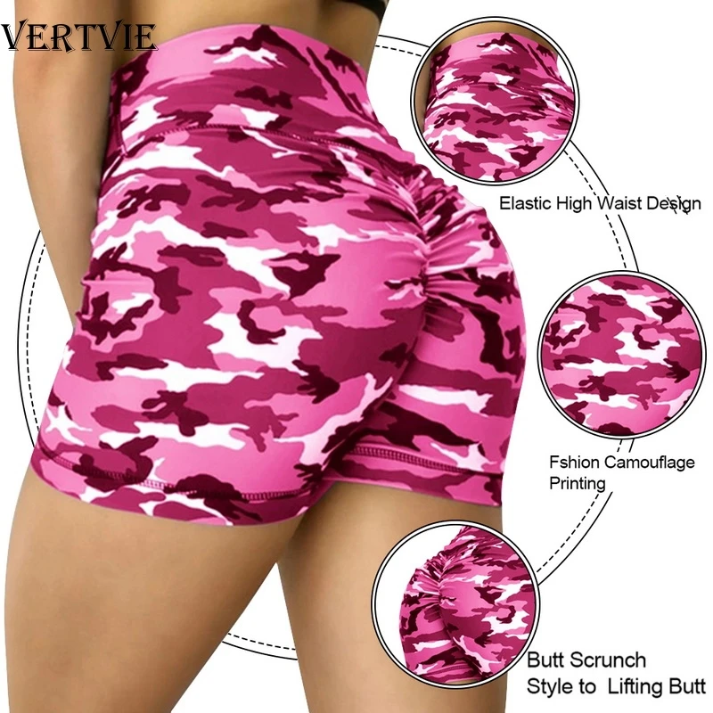 Вертикальный Для женщин Высокая Талия спортивные шорты с принтом стыковой