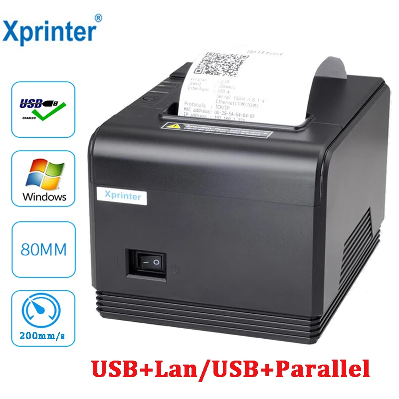 Xprinter 80 мм Термопринтер автоматическая резка ресторан кухня Pos принтер USB Lan параллельный порт 200 мм/сек. высокая скорость