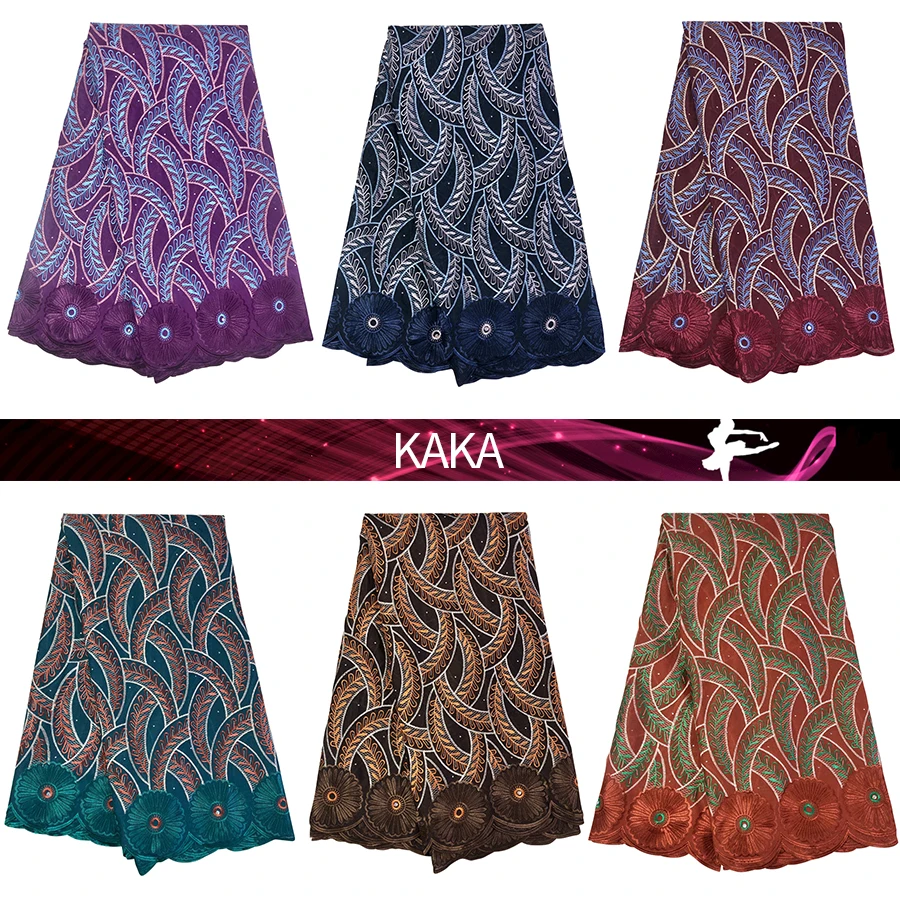 

New Ankara African Lace Fabric Calico Ankara Flower Coat Batik High Quality African Fabric For Banquet Dresses Line 5yards