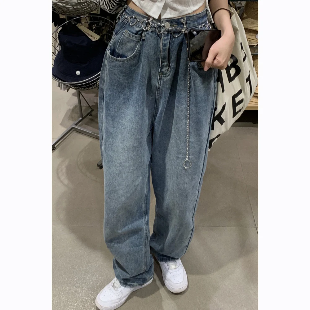

Autumn High Waist Women Wide Leg Pant Jeans Female Retro Loose Denim Pants Woman Long Trousers Mujer Pantlaton 2021